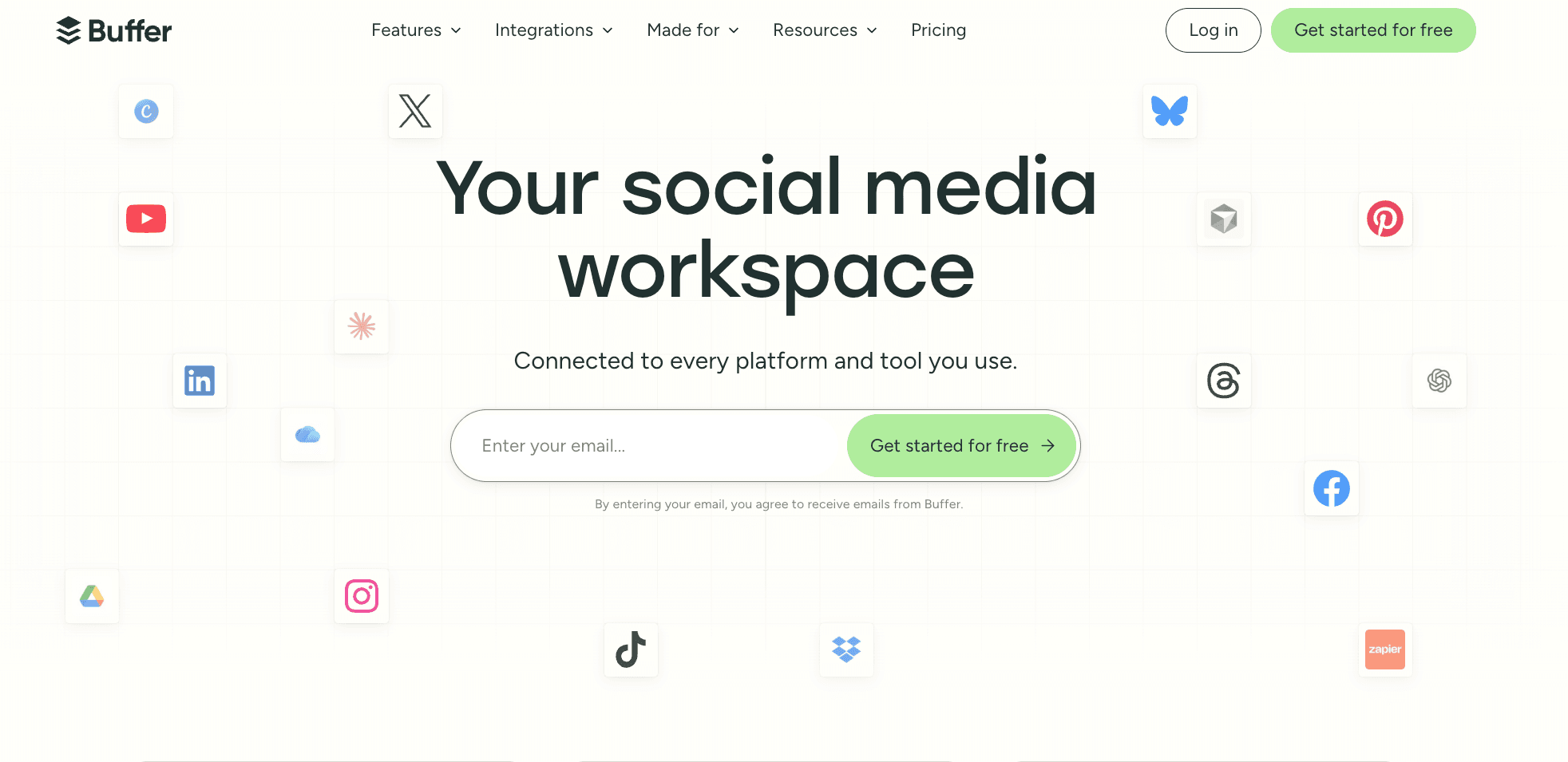 Buffer homepage screenshot
