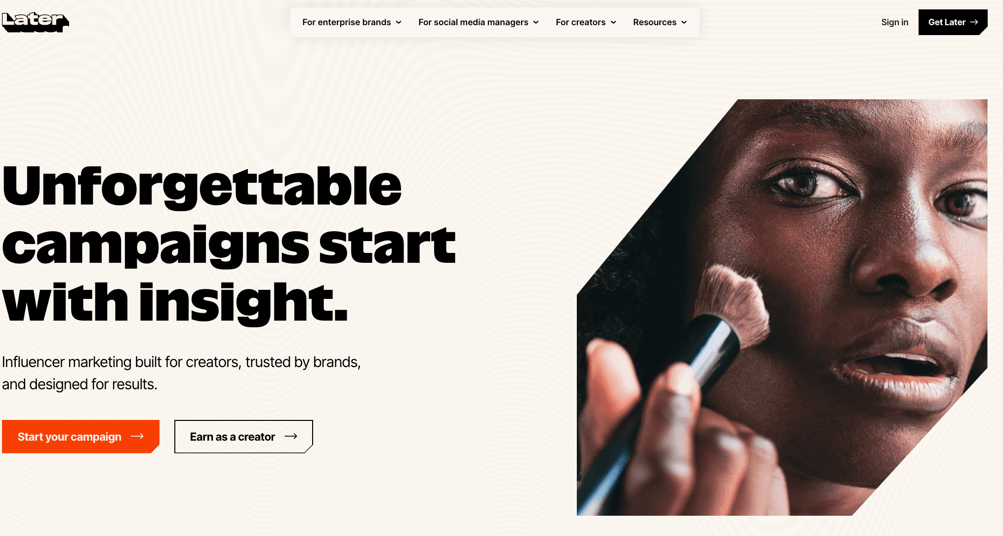 Later homepage on later.com, the visual-first social scheduler compared with Later alternatives